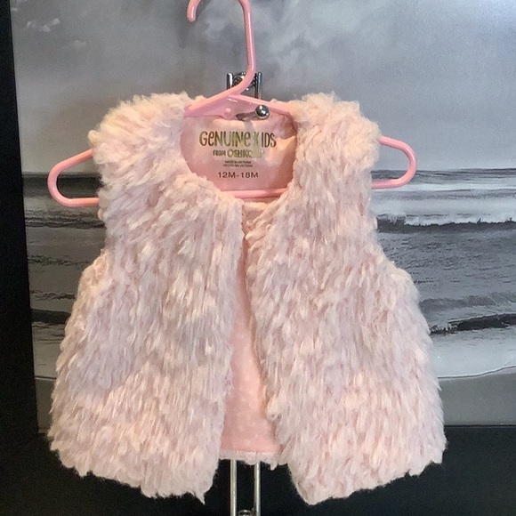 OshKosh B'gosh Other - Genuine Kids From OshKosh Girls Pale Pink Faux Fur Vest Size 12 -18 Months